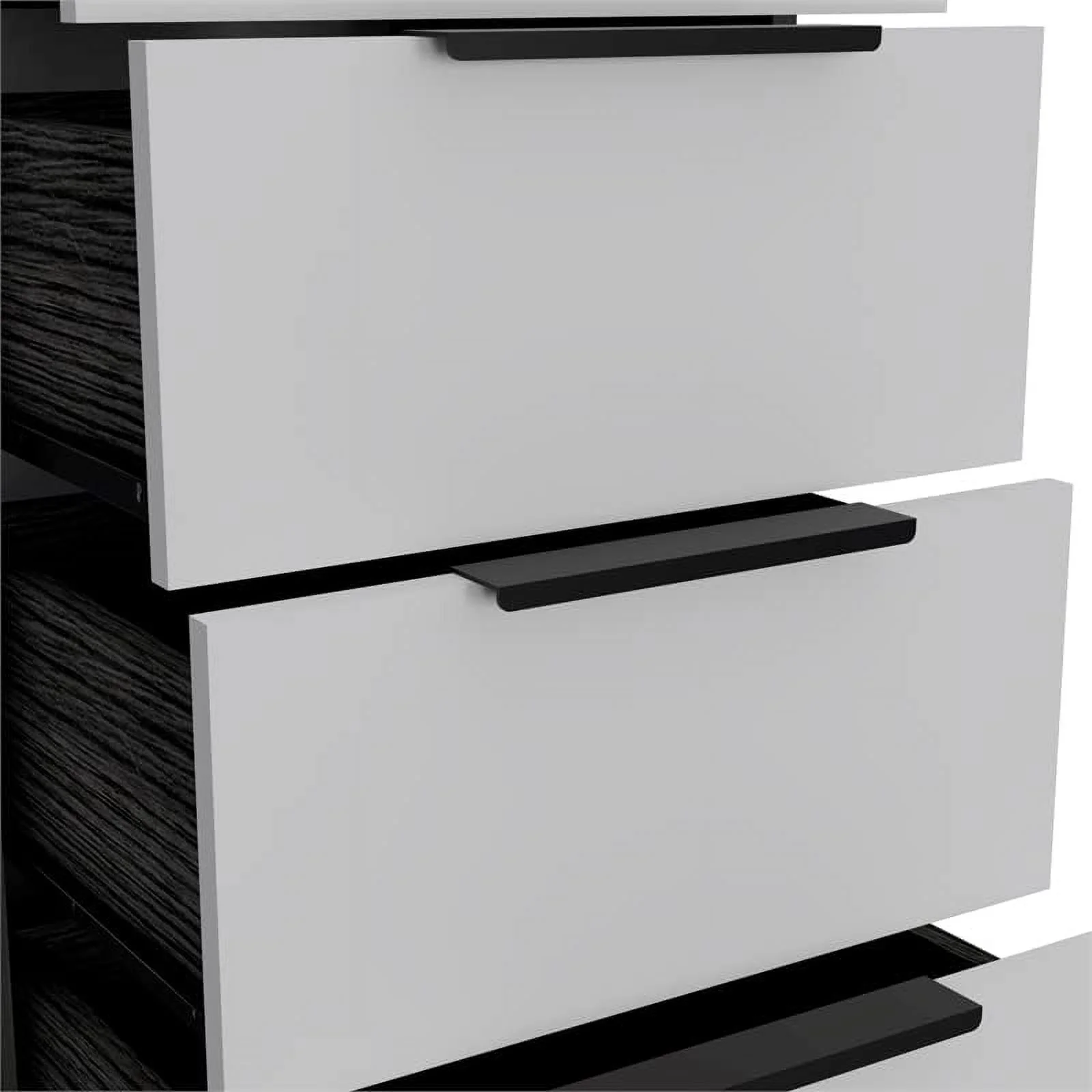 KHBIULIFE Modern 5-Drawer Engineered Wood Dresser in Smoky Oak/White