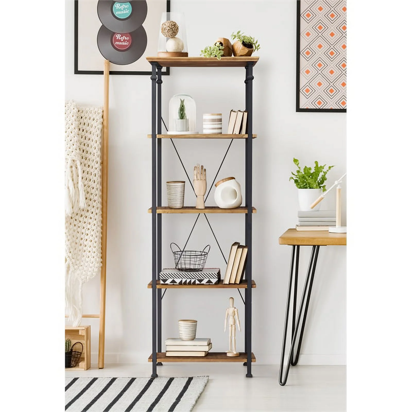 Pemberly Row Solid Wood Bookcase in Rustic Brown