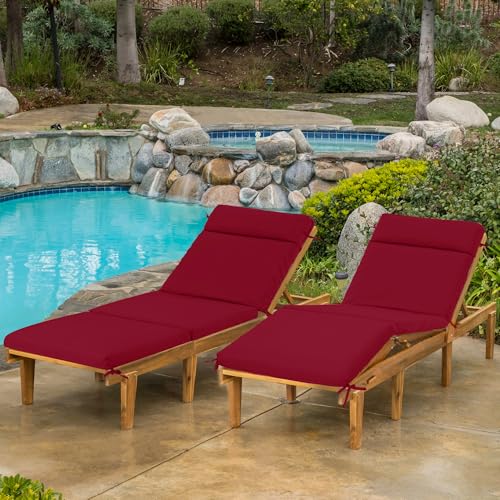 Chaise Lounge Cushion 72x21x3 Inch - Set of 2 Outdoor Lounge Chair Cushions, Lounger Pad Replacement with Fade-Resistant, Removable & Machine-Washable Covers, Ideal for Patio Chaise Chairs, Cream