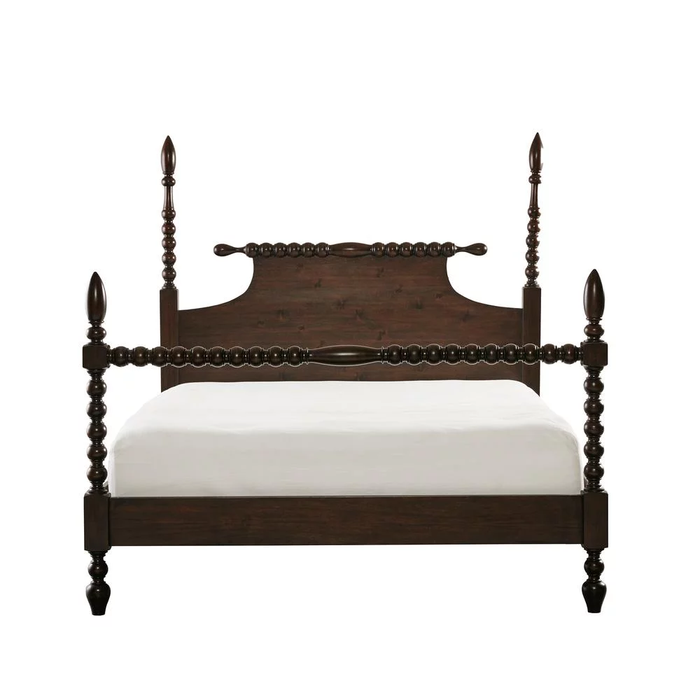 Rustic Charm Acacia Wood Turned Post Bed, Belen Kox