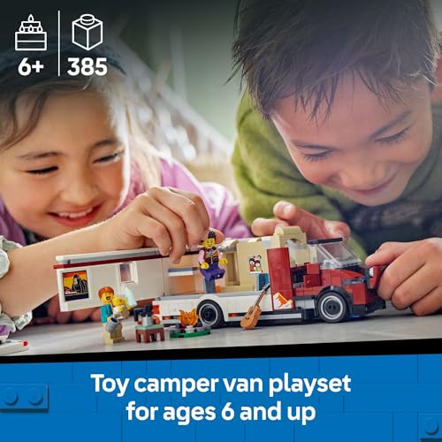 LEGO City Holiday Adventure Camper Van Building Toy Set - Vacation Toy for Kids, Boys and Girls, Ages 6+ - Gift for Birthdays - Includes 3 Minifigures and Accessories - 60454