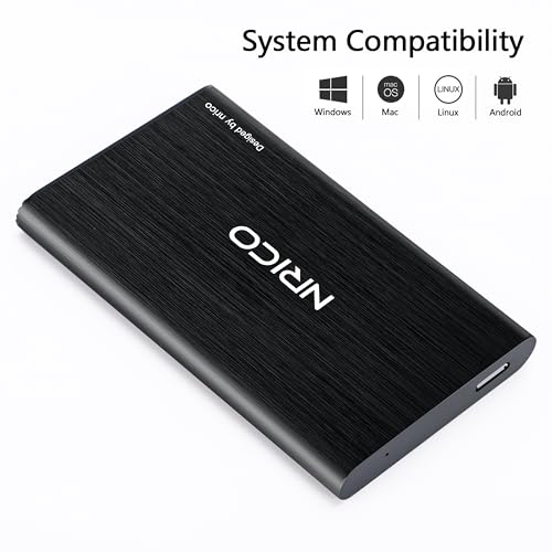 NRICO Ultra Slim 500GB Portable External Hard Drive USB3.0 HDD Storage Compatible for PC, Desktop, Laptop,Mac,PS4, Xbox one (Black, 500, GB)