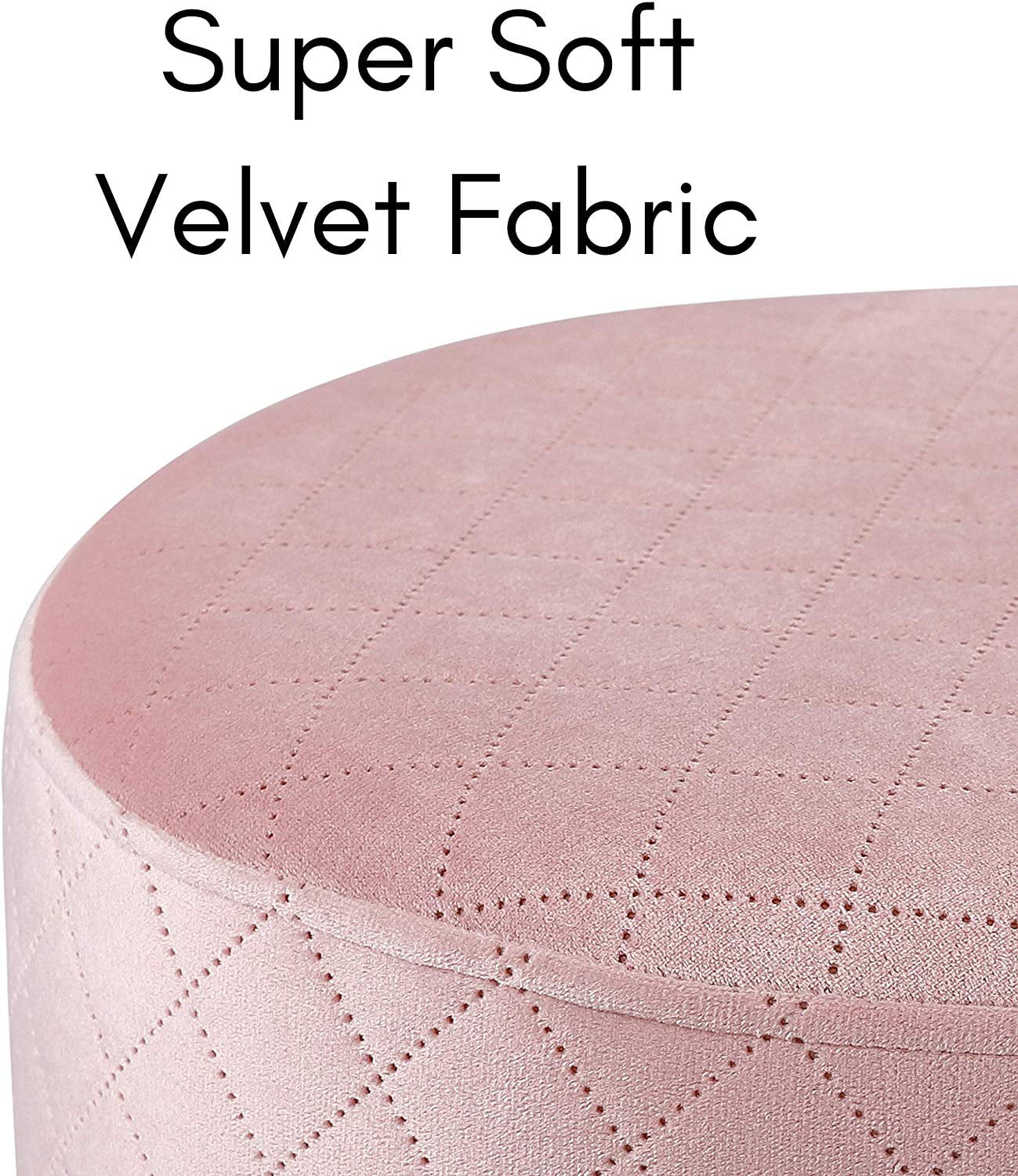 BirdRock Home Round Velvet Ottoman Foot Stool - Pink