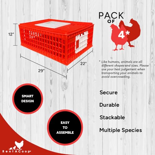 RentACoop Stackable Poultry Carrier Crate (Pack of 4) 29
