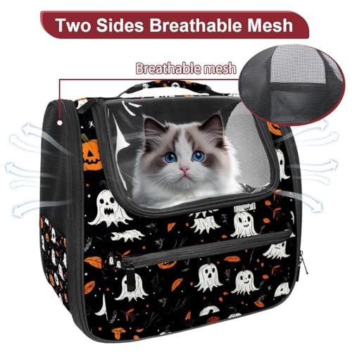 Halloween Pumpkin Pet Travel Carrier | Ventilated Comfortable Design with Safety Features | Ideal for Small to Medium Sized Pets Cats, Dogs etc