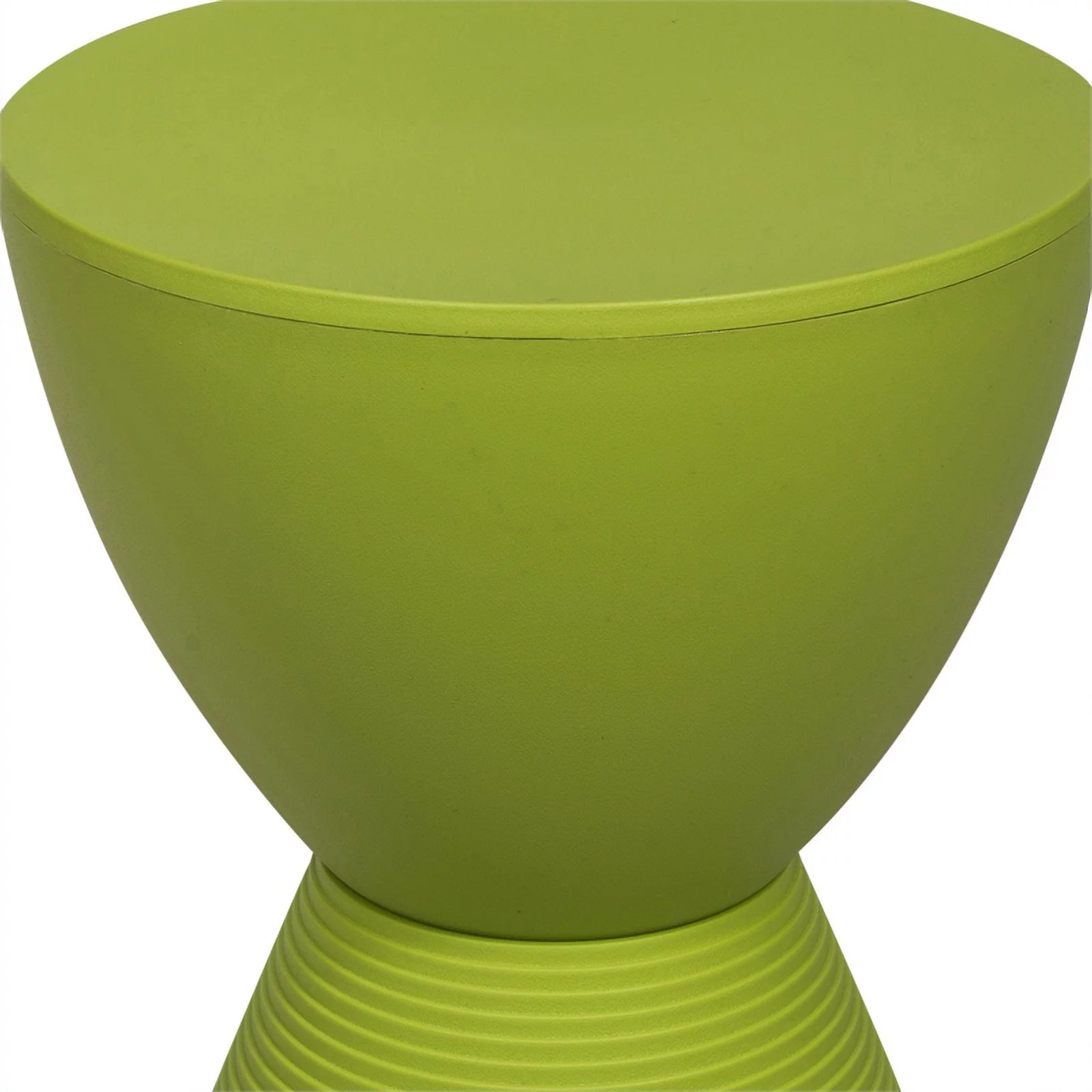 Home Square Modern Plastic Ribbed Round End Table in Green - Set of 2