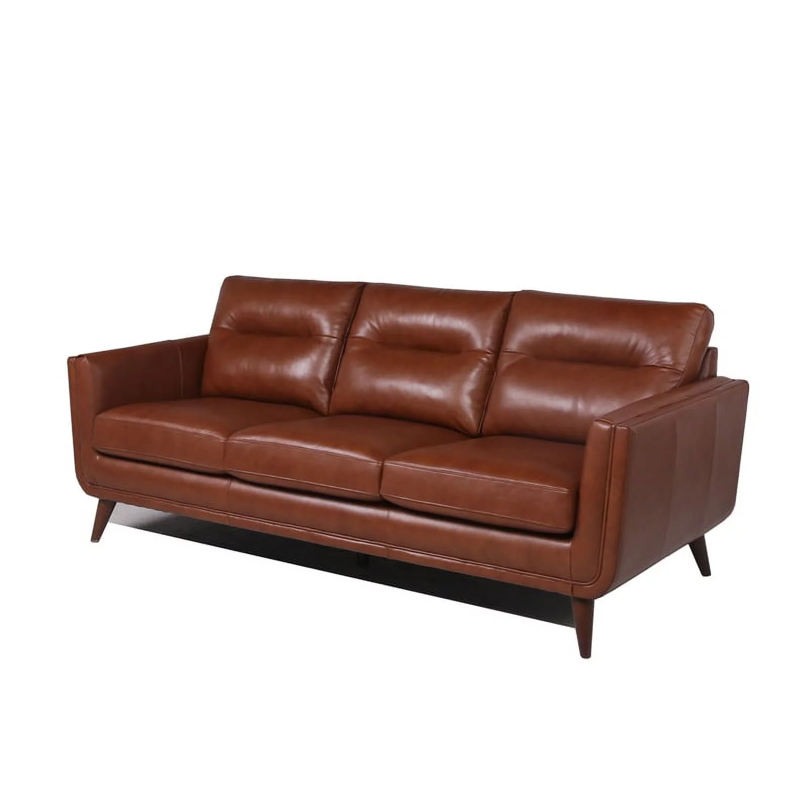Bowery Hill Mid-Century Leather Sofa in Cobblestone Brown