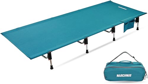 MARCHWAY Lightweight Folding Tent Camping Cot Bed with Lever Lock, Easy Setup Portable Compact for Outdoor Travel, Hunting, Hiking, Motorcycling, Support 330Lbs (Black)