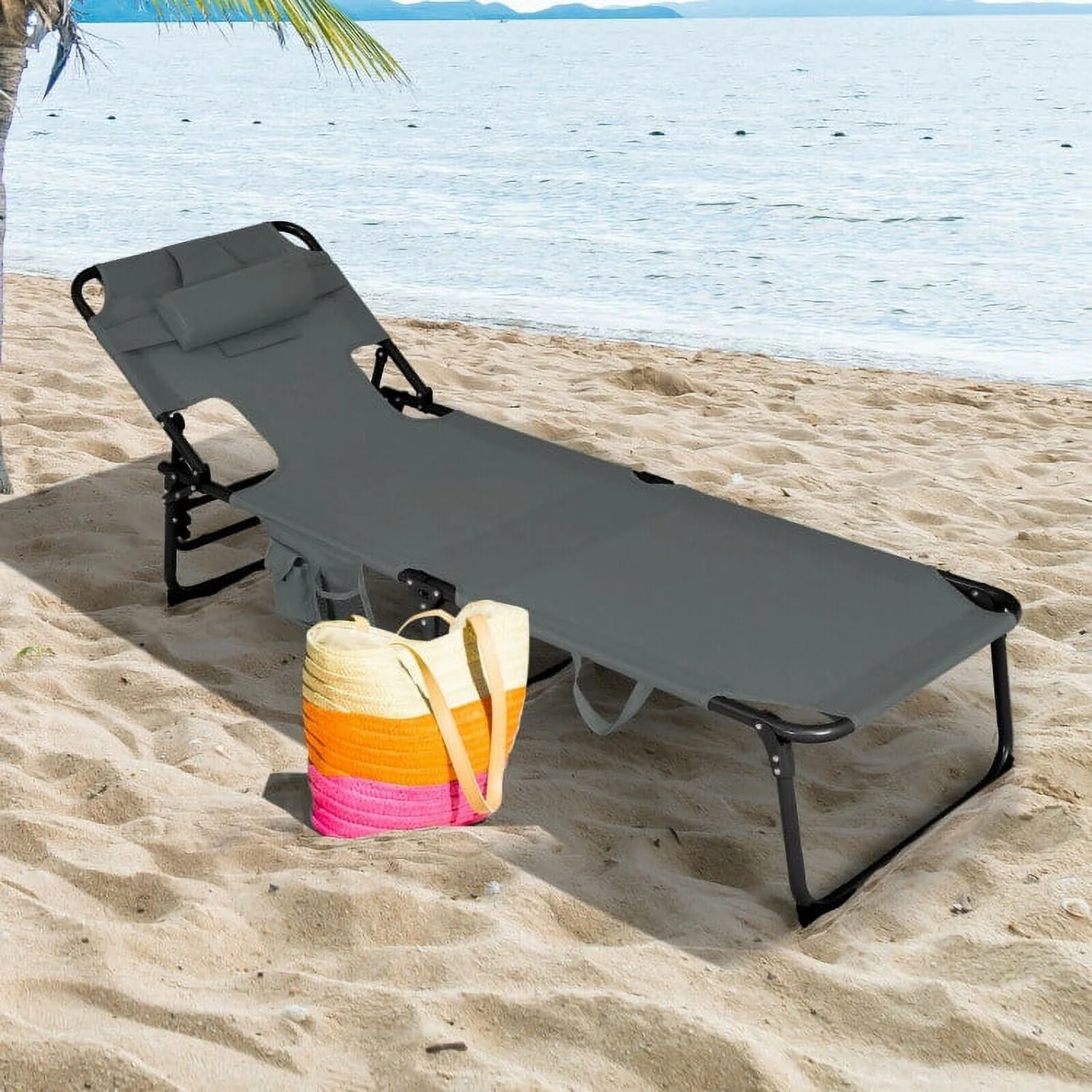 Versatile Beach Lounge Chair with Removable Pillow - 13.0 - Relax in style and comfort anywhere!