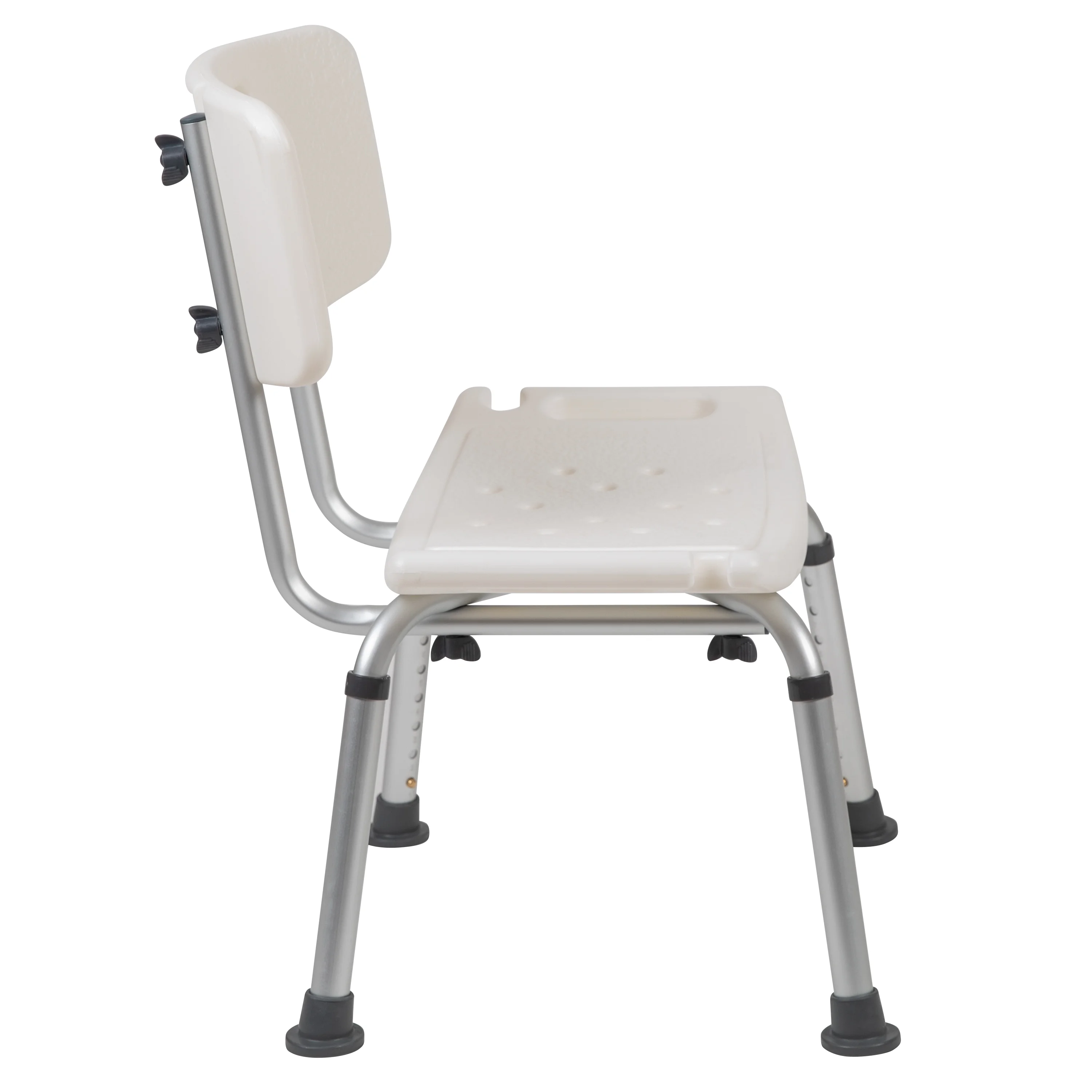 Emma + Oliver Tool-Free 300 Lb. Capacity, Adjustable White Bath & Shower Chair with Back