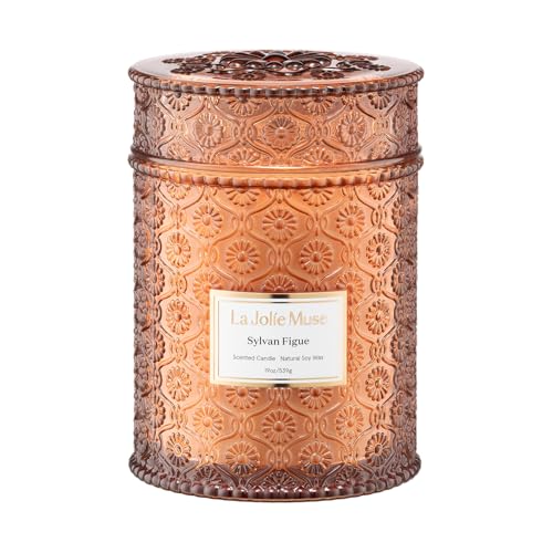 LA JOLIE MUSE Christmas Candle | Starlit Golden Fir | Pine, Cedarwood & Fir Balsam | 19 oz Large Wooden Wick Soy Candle | 90 Hours Clean Burn | Gift-Ready for Christmas & Winter Gatherings
