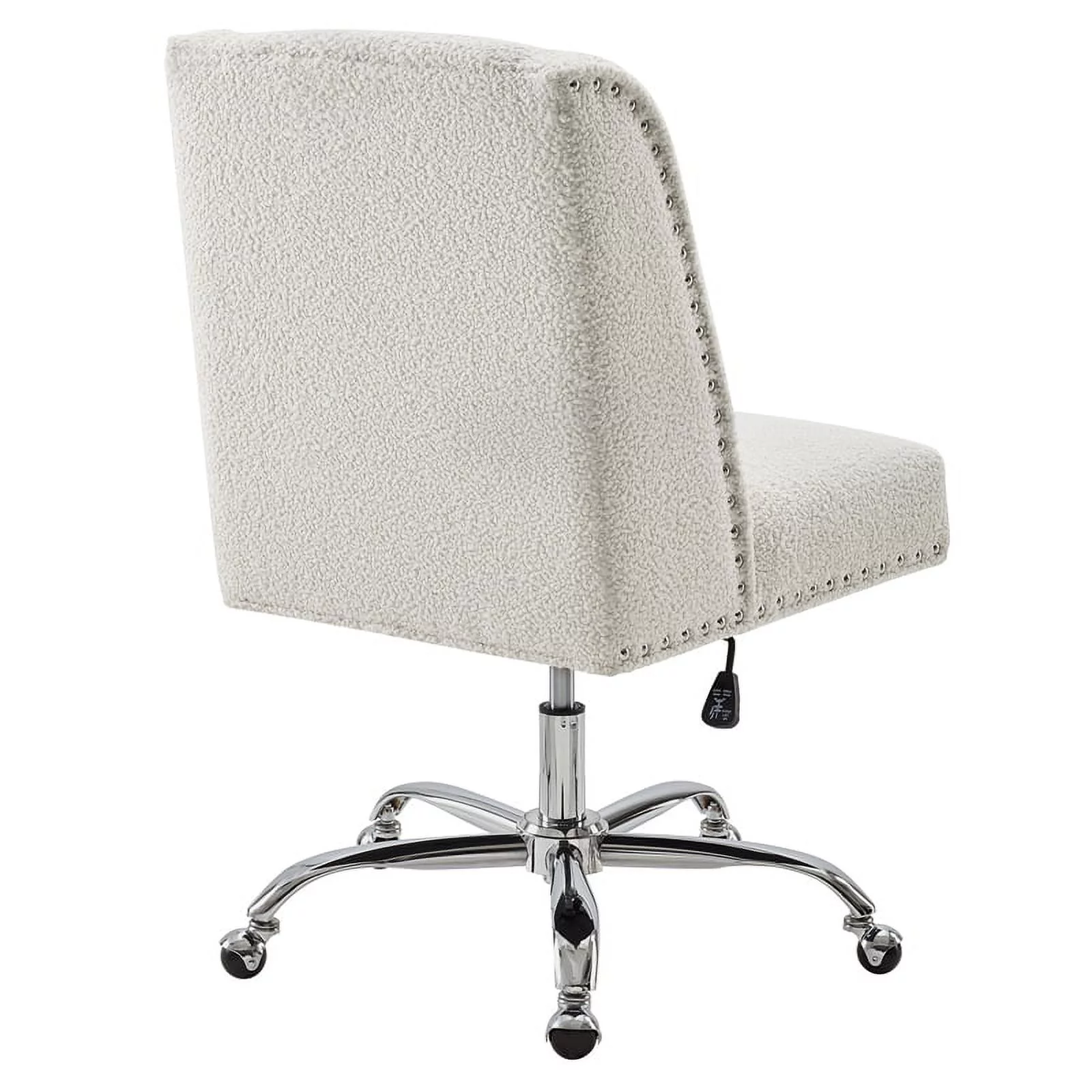 Riverbay Furniture Upholstered Swivel Office Chair in Cream Sherpa
