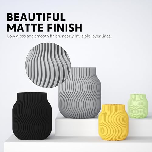 ELEGOO Matte PLA Filament Matte Black 4KG, 1.75mm 3D Printer Filament Dimensional Accuracy +/- 0.02mm, 4pcs 1kg Carboard Spool (2.2lbs) for Most FDM 3D Printers