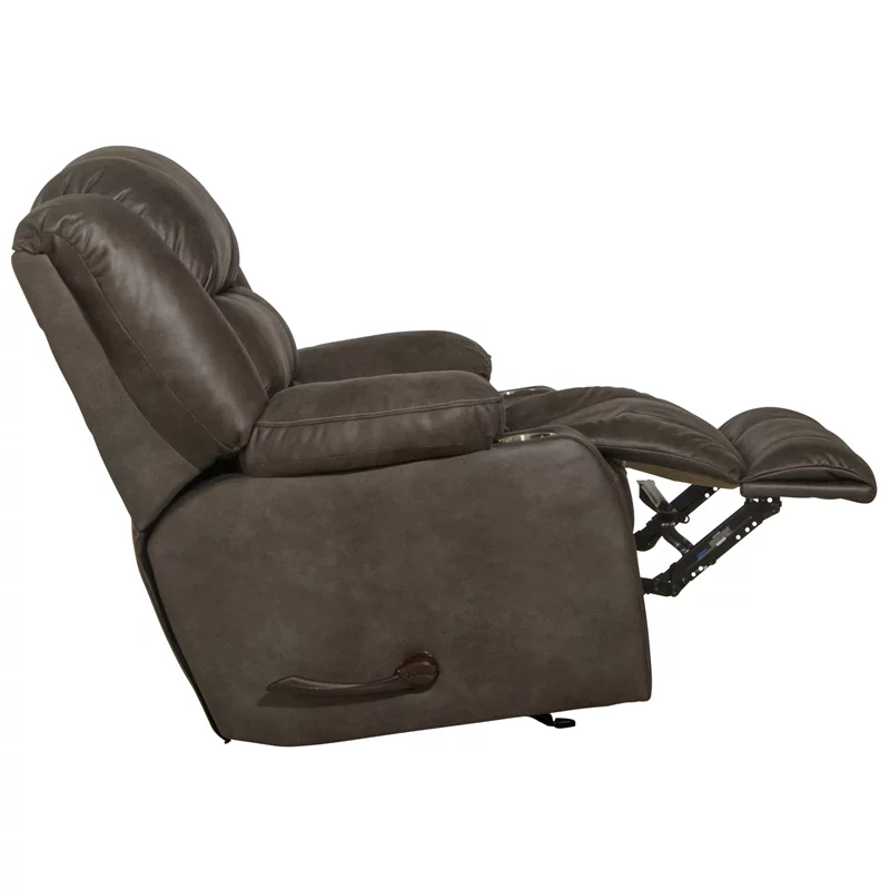Catnapper Berkley Rocker Recliner with Dual Cupholders in Gray Polyester Fabric