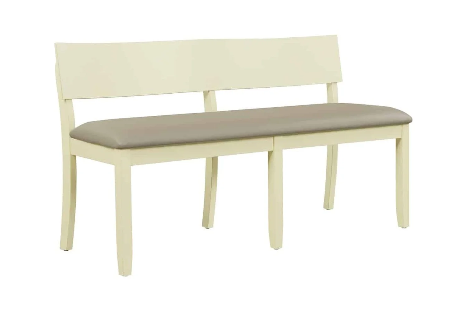 Boraam Capella Wood & Faux Leather Dining Height Bench in Buttermilk/Beige