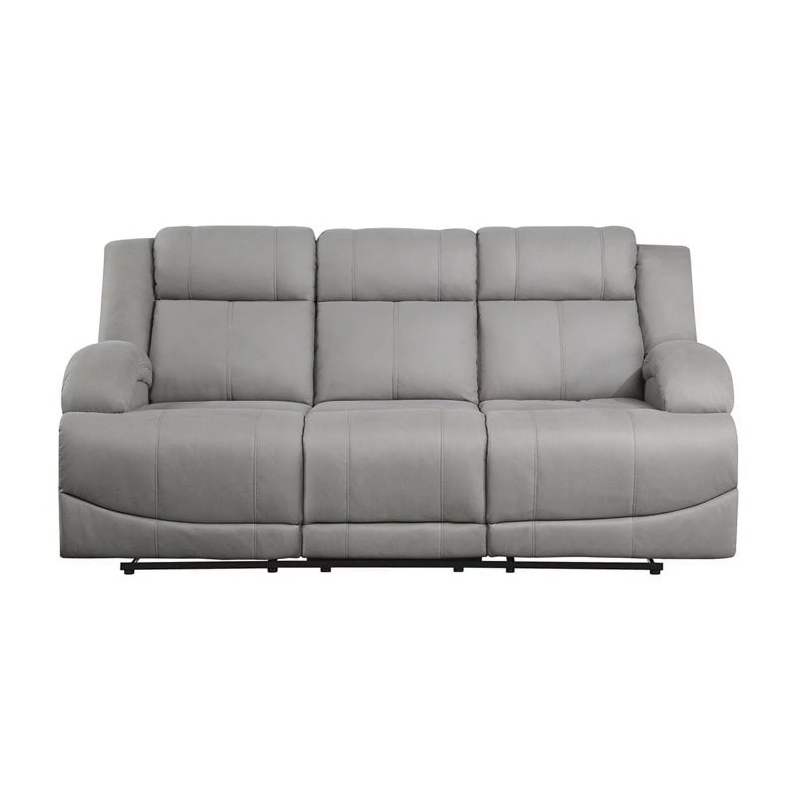 Lexicon Camryn Traditional Wood & Fabric Double Reclining Sofa in Gray