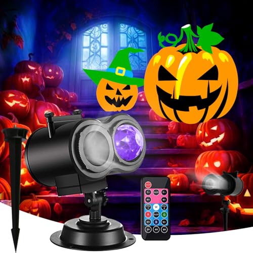 Halloween and Christmas Projector Lights Outdoor, Holiday Projector with 22 Slides for Halloween Decorations Outdoor, Christmas Decorations for Home, Yard, Party ，2-in-1（Wave & Patterns）