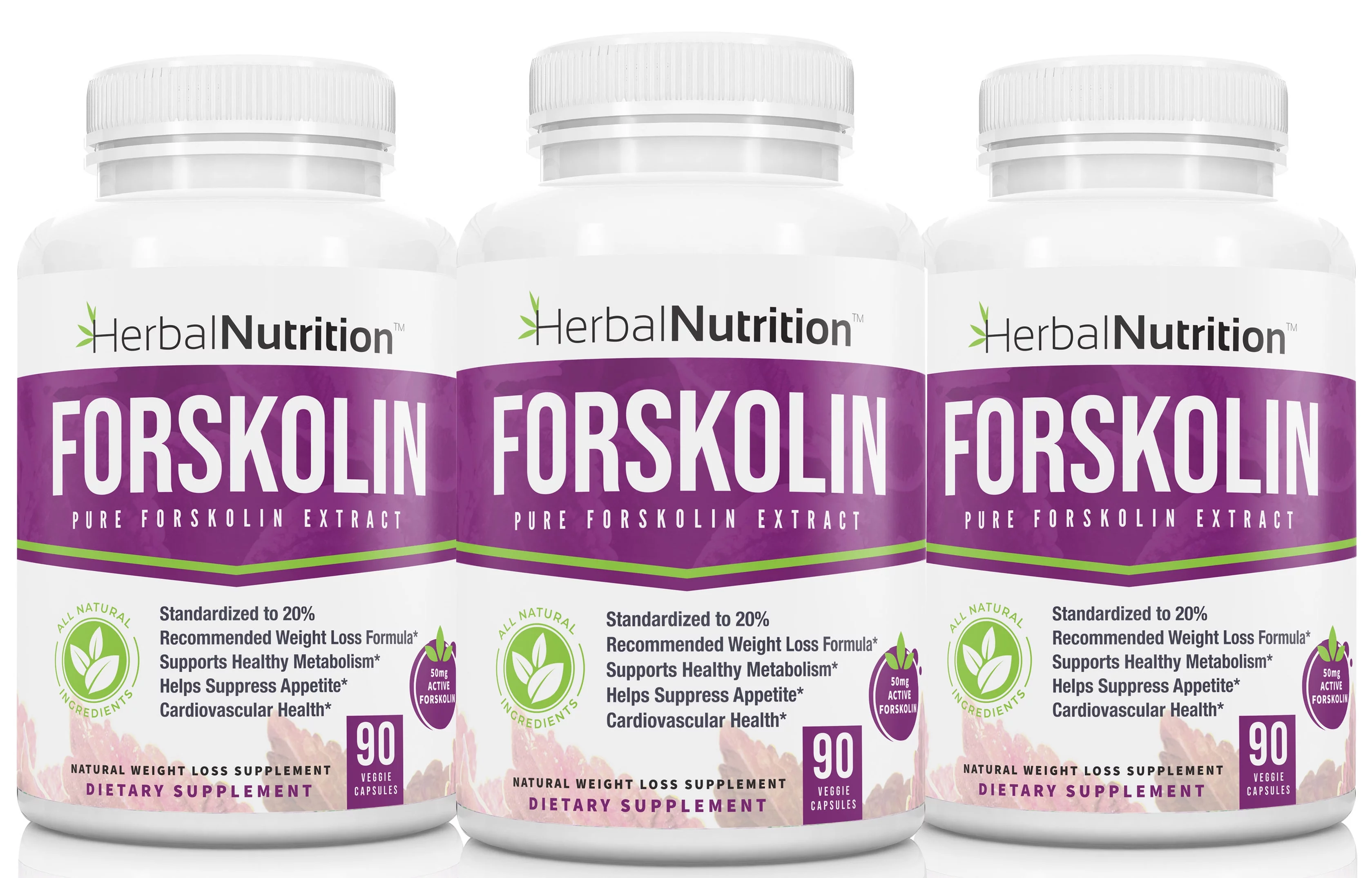 THREE PACK Herbal Nutrition Pure Forskolin Extract 3 90 Ct Bottles 250mg 20% Extract Pure Coleus Forskohlii