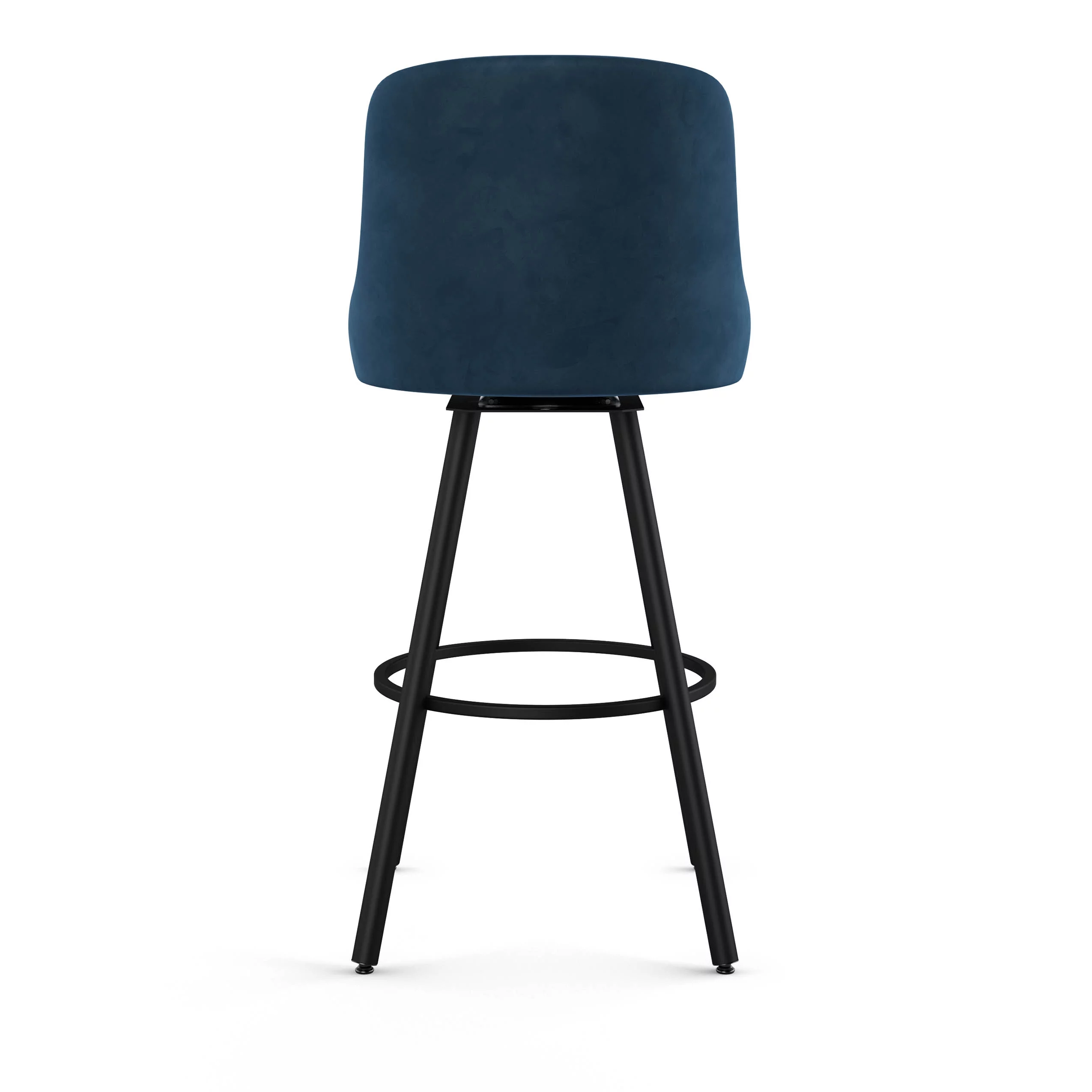 Amisco Kelsea 26 In. Swivel Counter Stool - Dark Blue Velvet / Black Metal