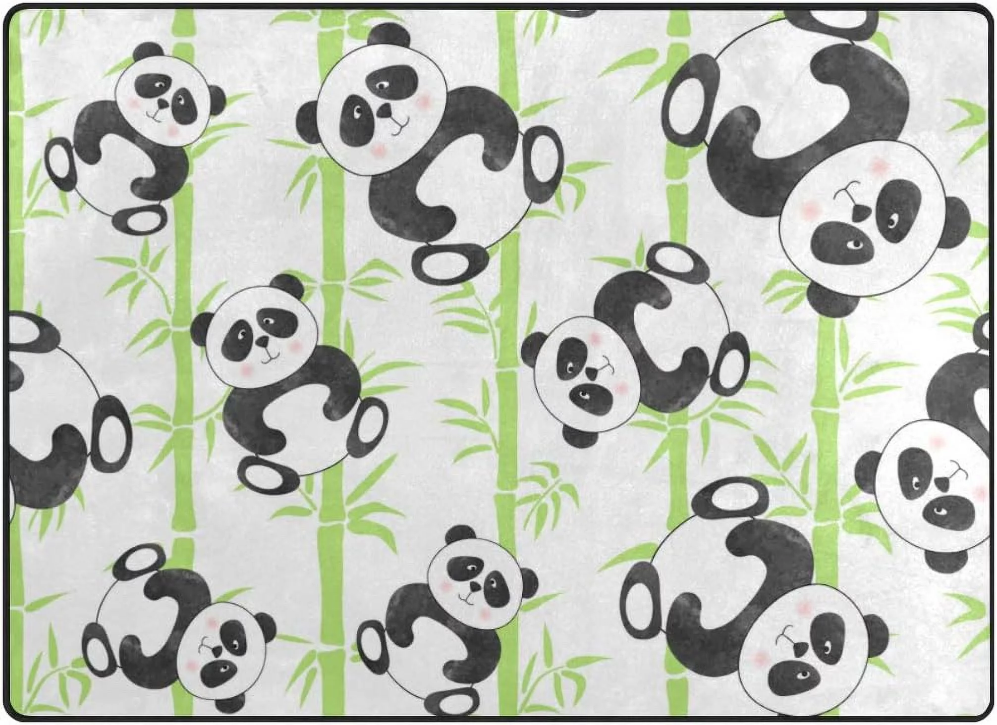 SKYSONIC Lightweight Soft Area Rugs Panda with Green Bamboo Floor Mat for Kids Playing Room Hardwood Floor Living Room 63 x 48 inch（5'3