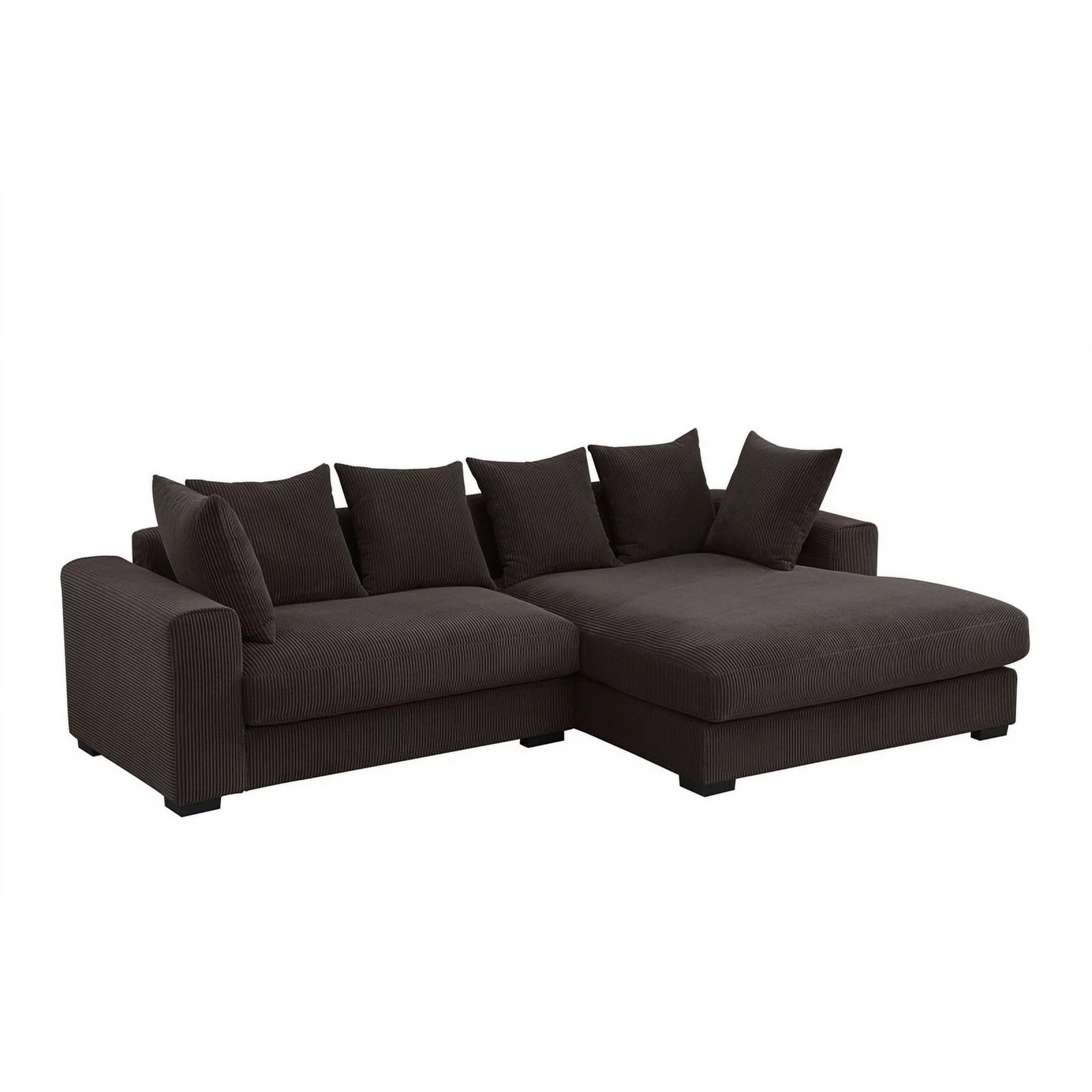 Pemberly Row 3 - Piece Upholstered Corduroy Sectional Sofa With Chaise-Brown