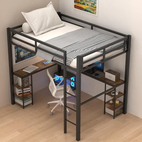 Full Over Full Bunk Bed with Trundle, Heavy Duty Metal Bed Frame with Full-Length Guardrails & Ladder, 3-in-1 Convertible Full Bunk Bed, Noise-Free, No Box Spring Needed, Black