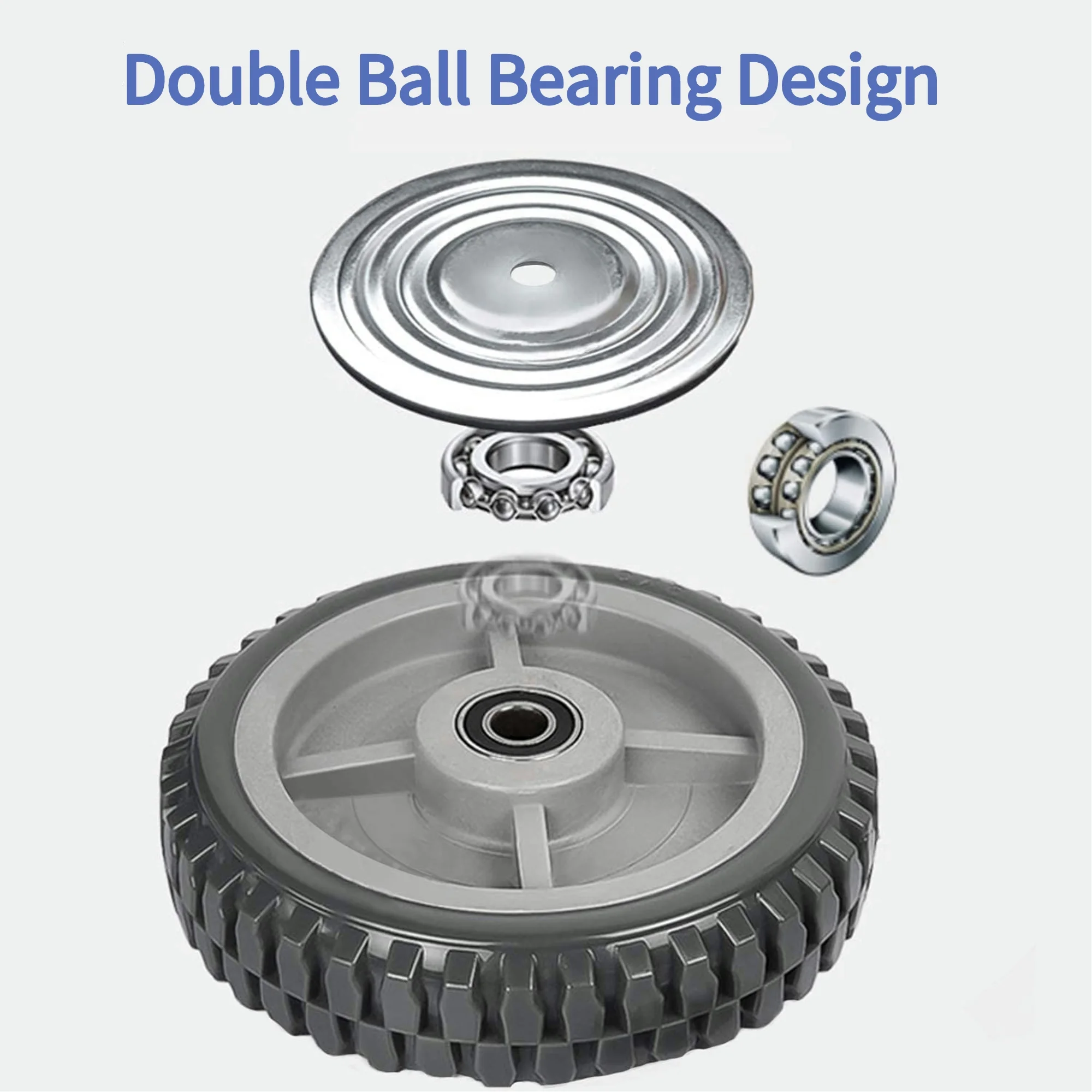 tonchean 4 Pack 8'' Caster Wheels, Heavy Duty Anti-Skid Rubber Swivel Casters with 360° Rotation Ball Bearing Silent Top Plate, Grey