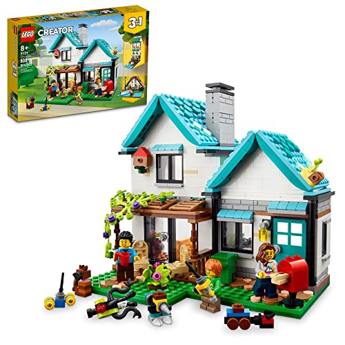 LEGO Creator 3 in 1 Cozy House Building Toys - Toy Figures & Pretend Play Playsets for Boys & Girls, Ages 8+ - 3 Building Options - Gift for Birthdays - 31139