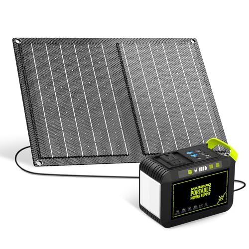 MARBERO 88.8Wh Solar Generator with 21W Solar Panel Included Portable Power Station 80W 110V 120W Max for Camping Outdoor Hiking Fishing Emergency