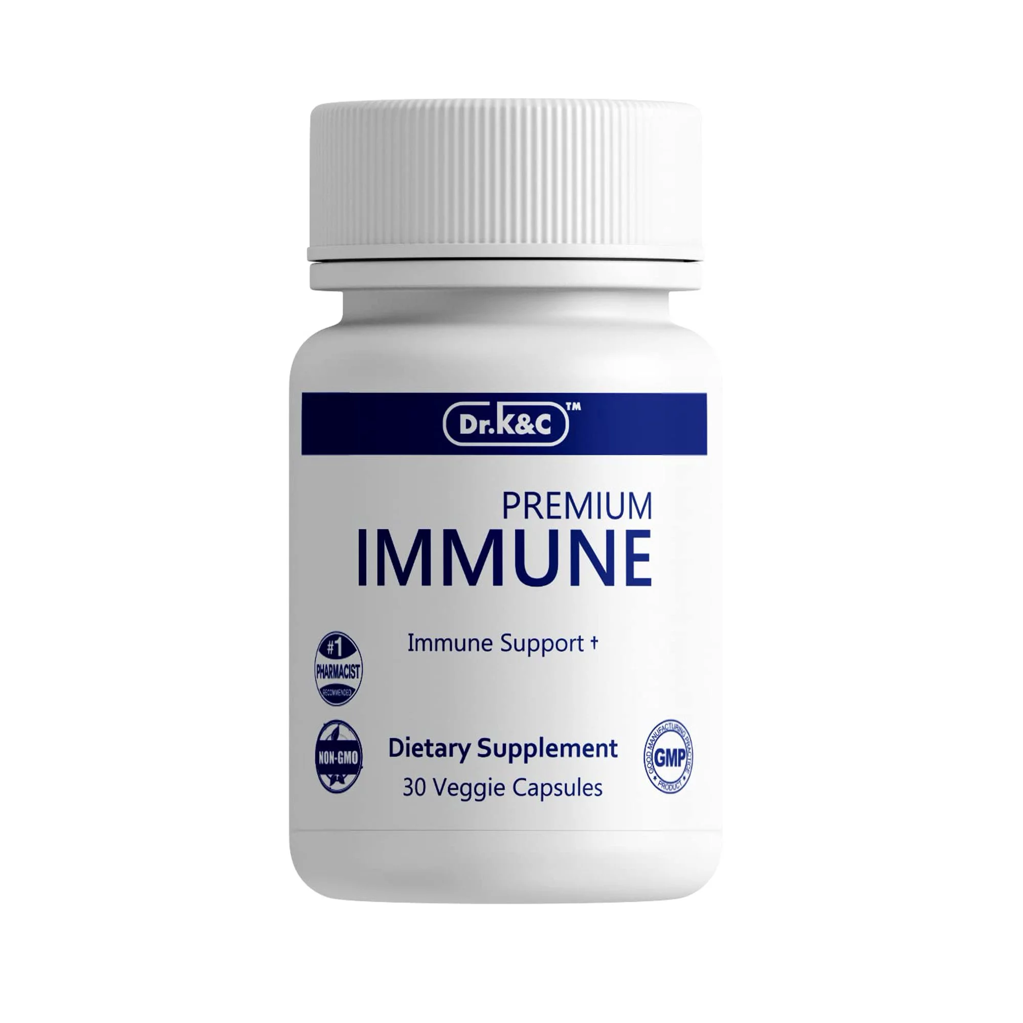 Dr.K&C Premium Immune Support Supplement - Immunity Boost 30 Veggie Capsules 6 in 1 Blend Vitamin C D B6 B12 Zinc Elderberry Powerful Antioxidant Overall Health System Non GMO