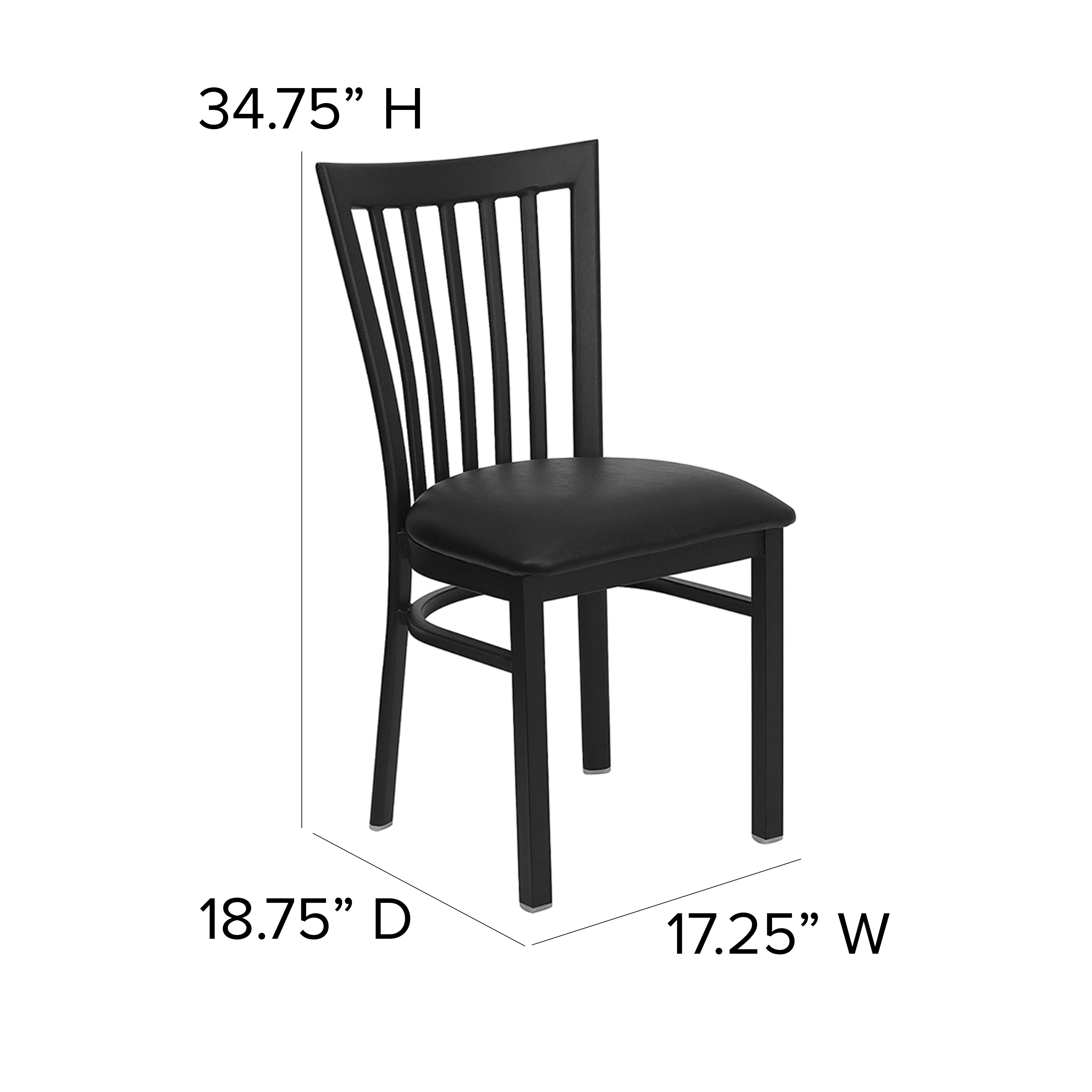 Flash Furniture HERCULES Series Black School House Back Metal Restaurant Chair - Black Vinyl Seat