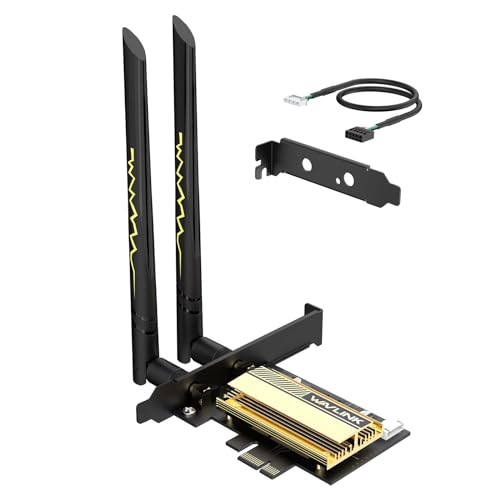 WAVLINK PCIe WiFi 6E WiFi Card, 2025 Tri-Band AX5400 Wireless Network Card with Bluetooth 5.3, AX210 Chip, MU-MIMO, WPA3, OFDMA, Low-Profile Bracket, Heat Sink