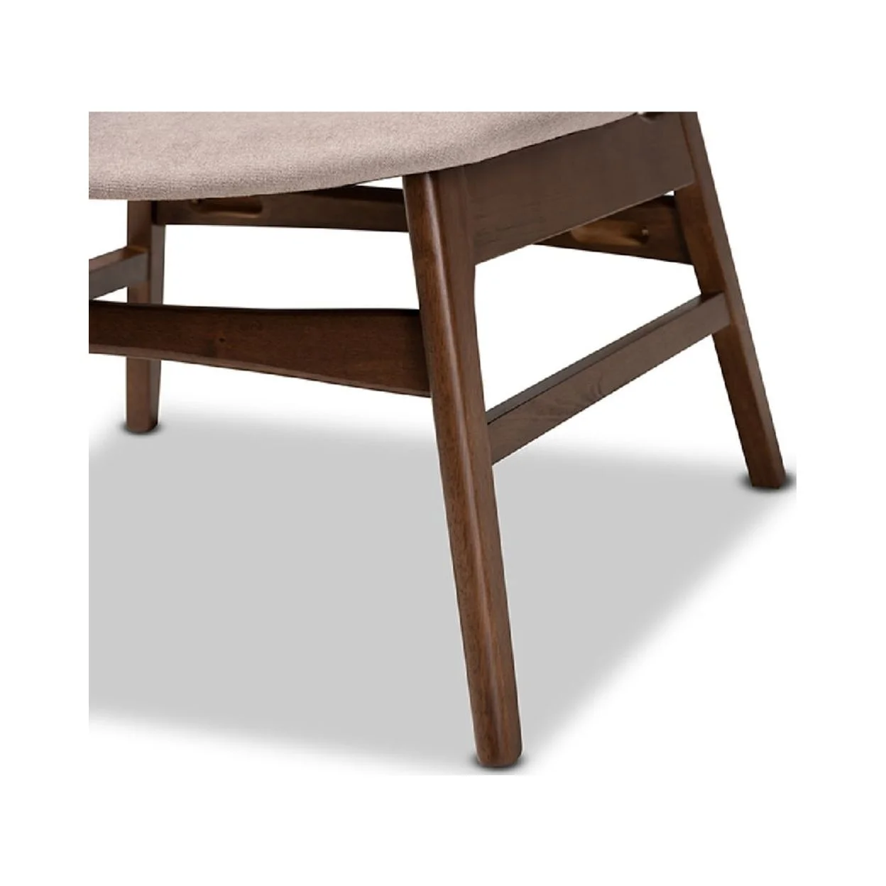 Baxton Studio Benito Mid-Century Modern Transitional Beige Fabric Upholstered and Walnut Brown Finished Wood Accent