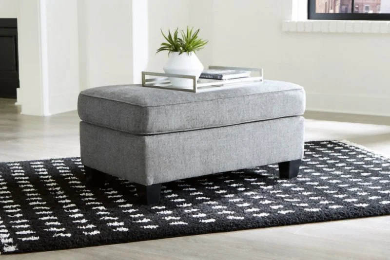 Benchcraft Contemporary Mathonia Ottoman Chenille Smoke