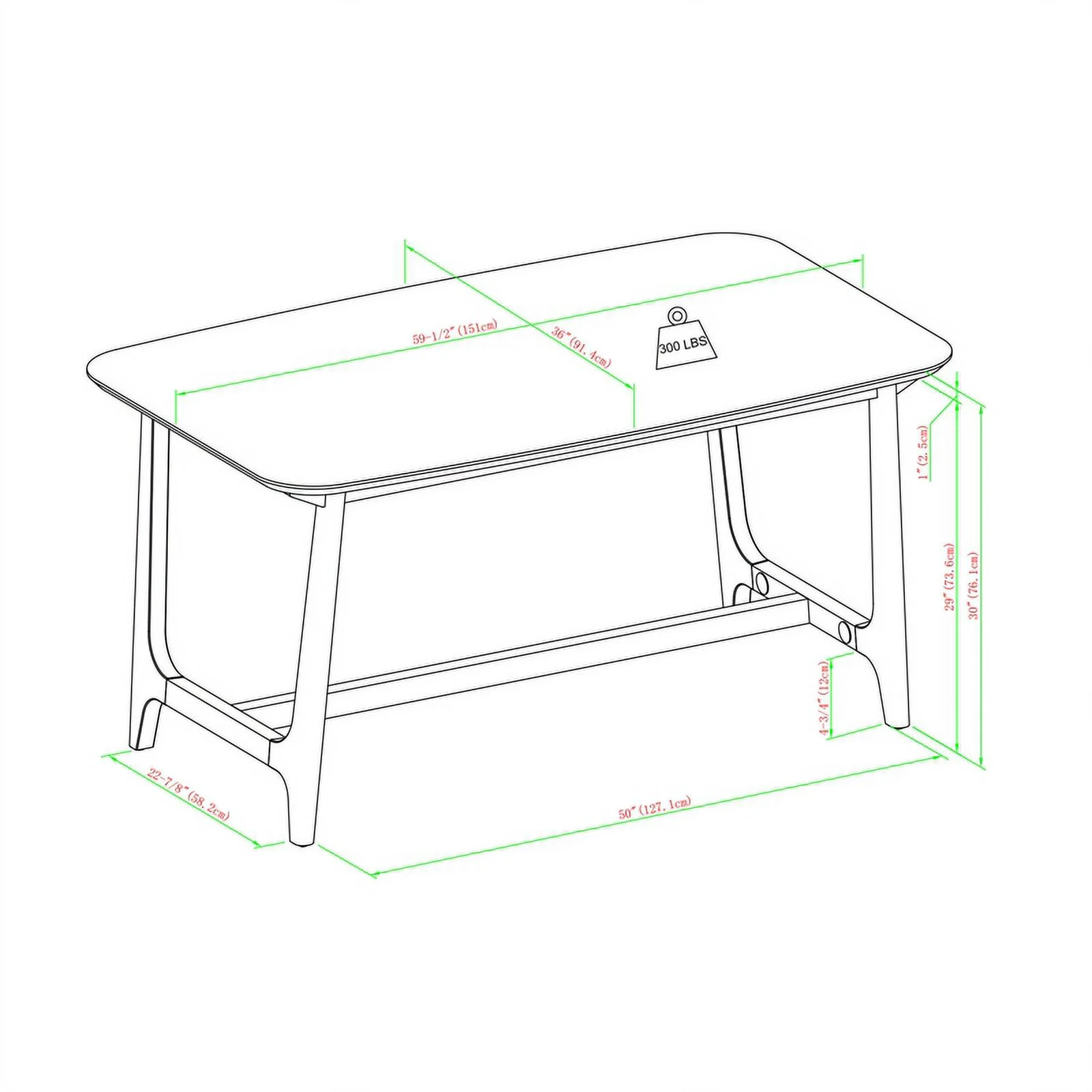 Pemberly Row Modern Solid Wood Trestle Base Dining Table - Black Ash