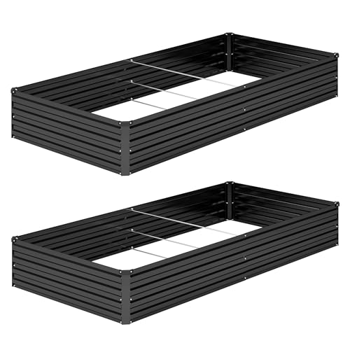 2PCS 12x4x1FT Galvanized Raised Garden Bed Kit,Vegetable Boxes-Rectangle Metal Flower Box,Large Planter Raised Beds Outdoor Garden for Planting,Fruit,Herb-Sliver