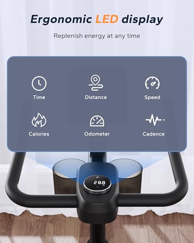 MERACH Exercise Bike, Brake Pad Stationary Bike with Exclusive App, Low Noise Indoor Cycling Bike with 300lbs Weight Capacity, Tablet Mount and Fitness Courses for Weight Loss