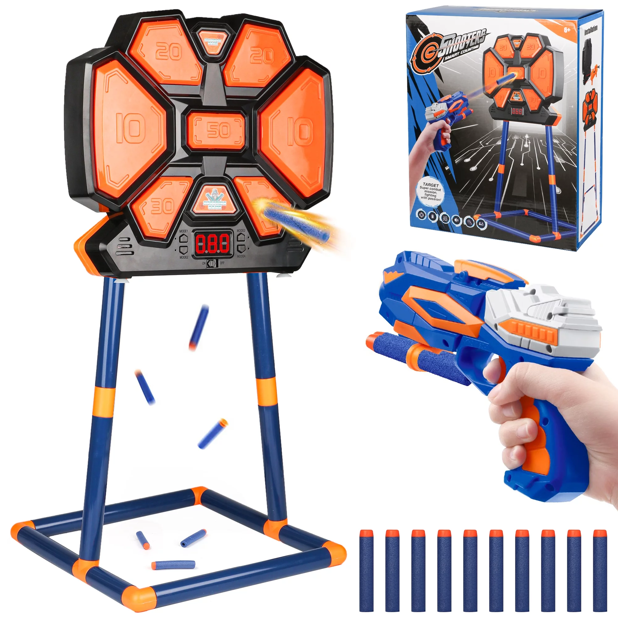 Freecat Shooting Target for Kids, Electronic Scoring Board with 4 Modes, Voice Prompts, and Flashing Lights, Suitable for Practice or Competitive Games