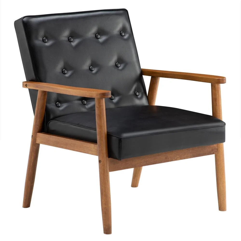 Ktaxon Mid-Century Accent Chairs,Retro Modern Fabric Upholstered Wooden Lounge Chair Black