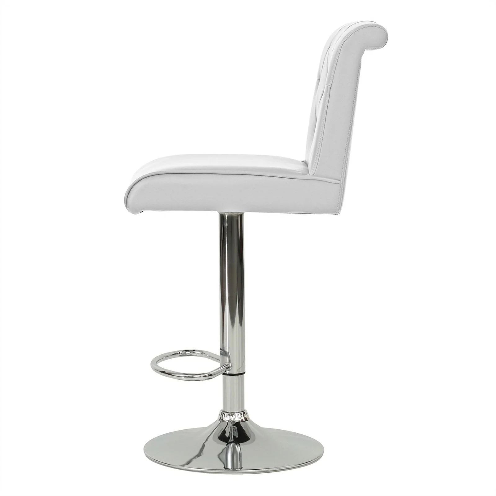 Poundex F1645 16 x 21 x 38-44 in. Adjustable Height & Swivel Barstool in White Faux Leather - Set of 2