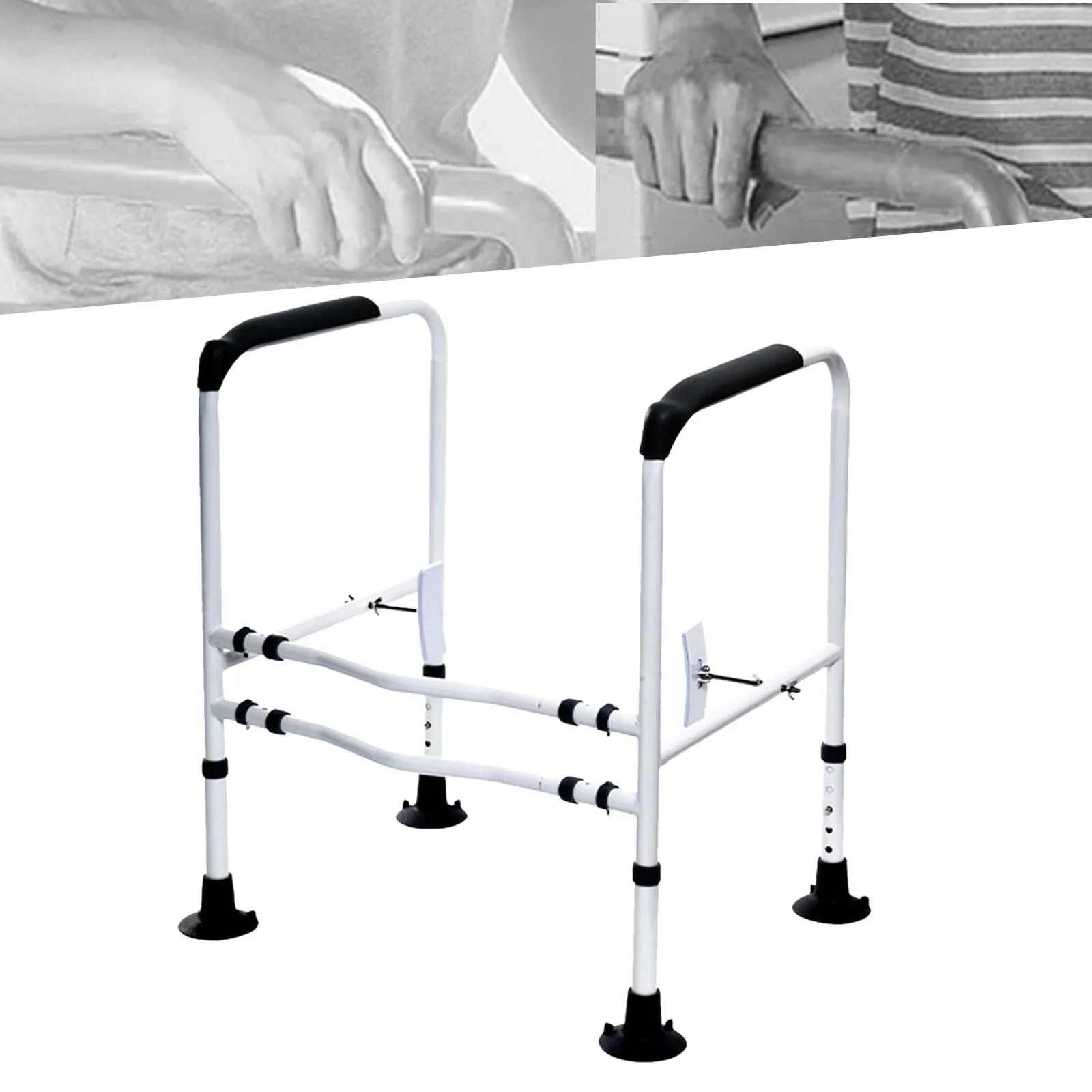 Bathroom Armrest, Toilet Bars, Comfortable Handles Lightweight Durable Fall Prevention Toilet Grab Bar, Toilet Safety Rail, for Men Women Black