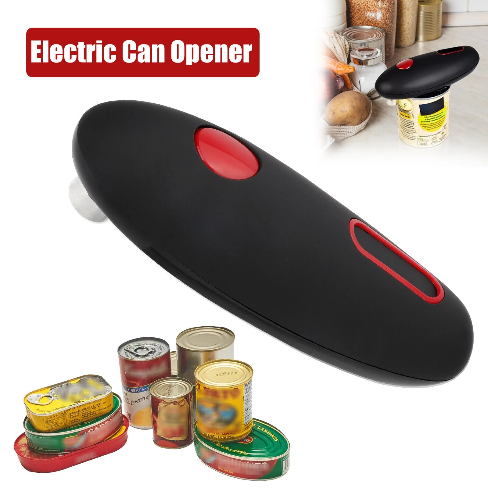 Handsfree Automatic Electric Can Opener Smooth Edge Stainless Steel Kitchen Tool