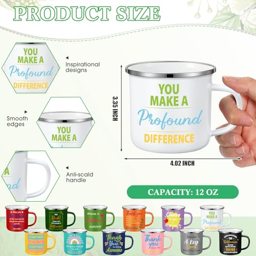 Zhehao 12 Pcs Halloween Coffee Mugs Bulk for Women Men 12 OZ Enamel Coffee Mugs Inspirational Motivational Gift for Teacher Coworker Christmas Halloween Party Decor