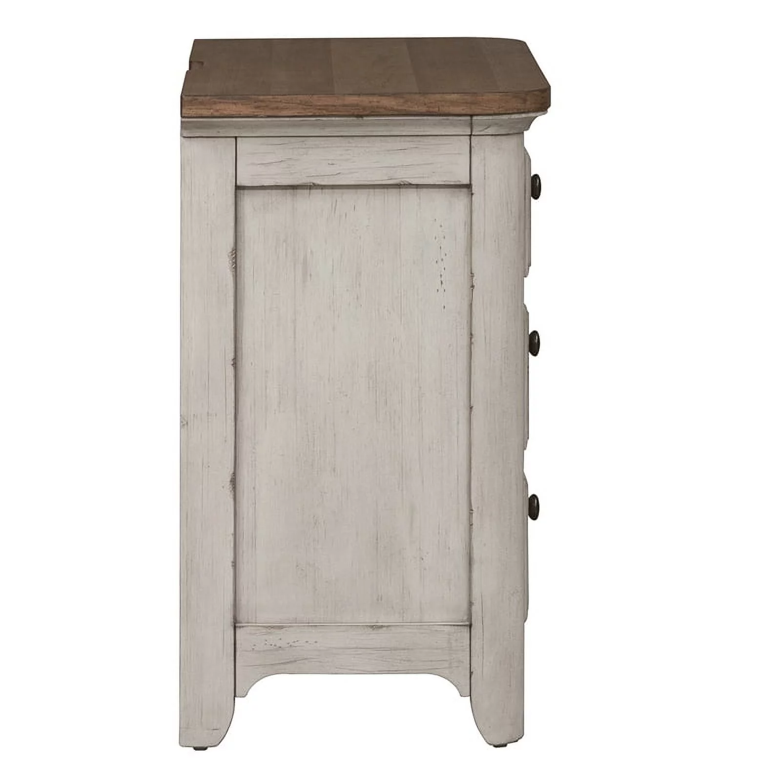Farmhouse Reimagined White 3 Drawer Night Stand w/ Charging Station