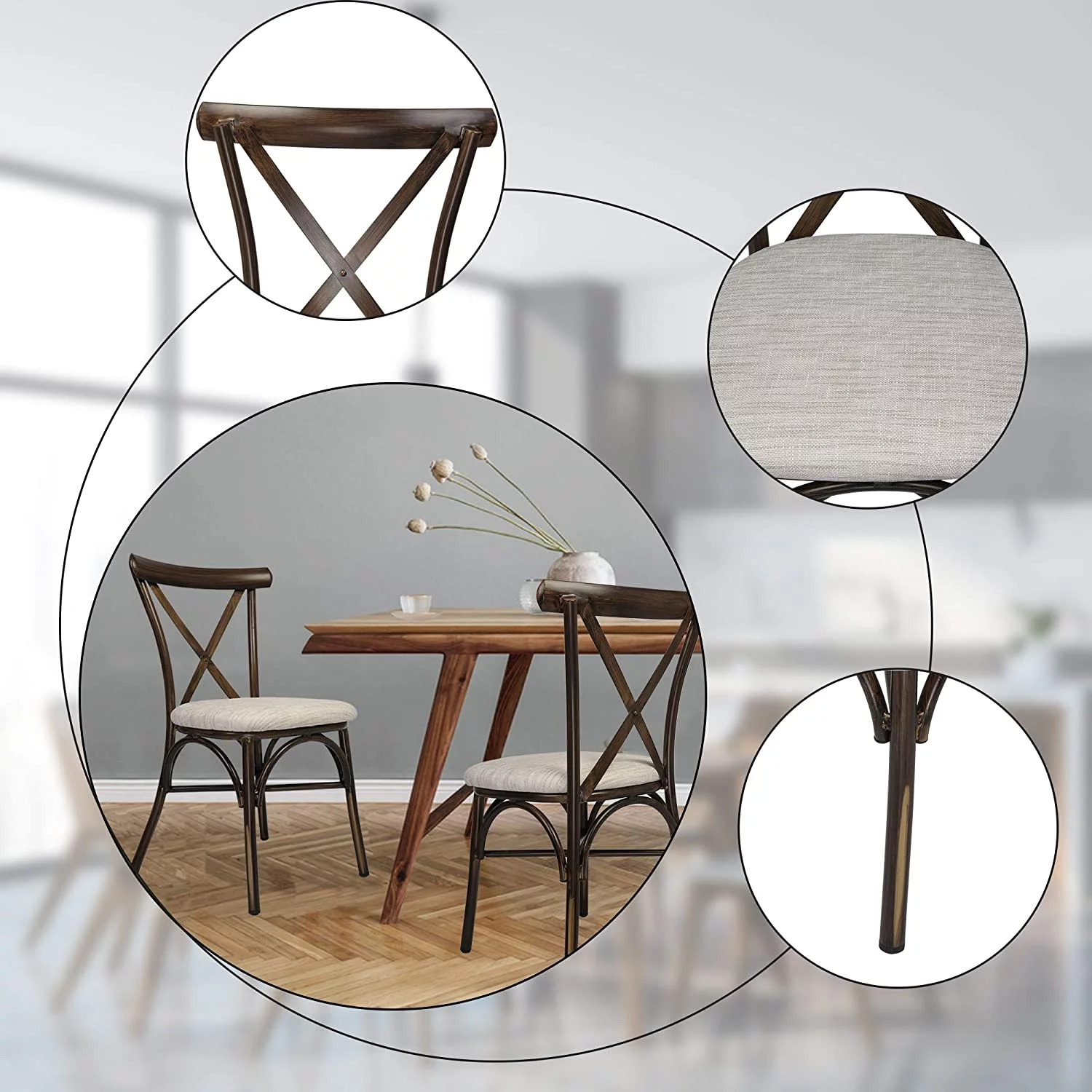 KARMAS PRODUCT Upholstered Dining Chairs Set of 2 Modern PU Leather Dining Room Chairs for Home Kitchen Living Room Bedroom, Sand Beige …