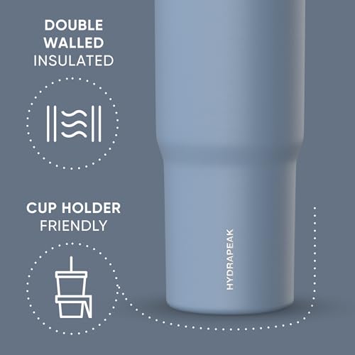 Hydrapeak Nomad 24 oz Tumbler with Handle and Straw Lid, Leakproof, Double Insulated, 24oz Cup Stainless Steel (Blush)