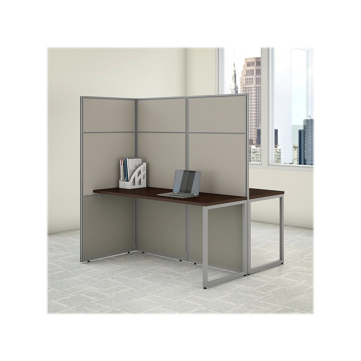 Bush Business Furniture Easy Office 60W 2 Person Cubicle Desk with 66H Panels