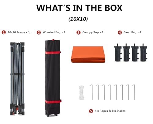 ABCCANOPY Pop Up Canopy - Outdoor Patio Portable Canopy Tent Heavy Duty for Backyard and Deck with 4 Sandbags(White, 10x10)