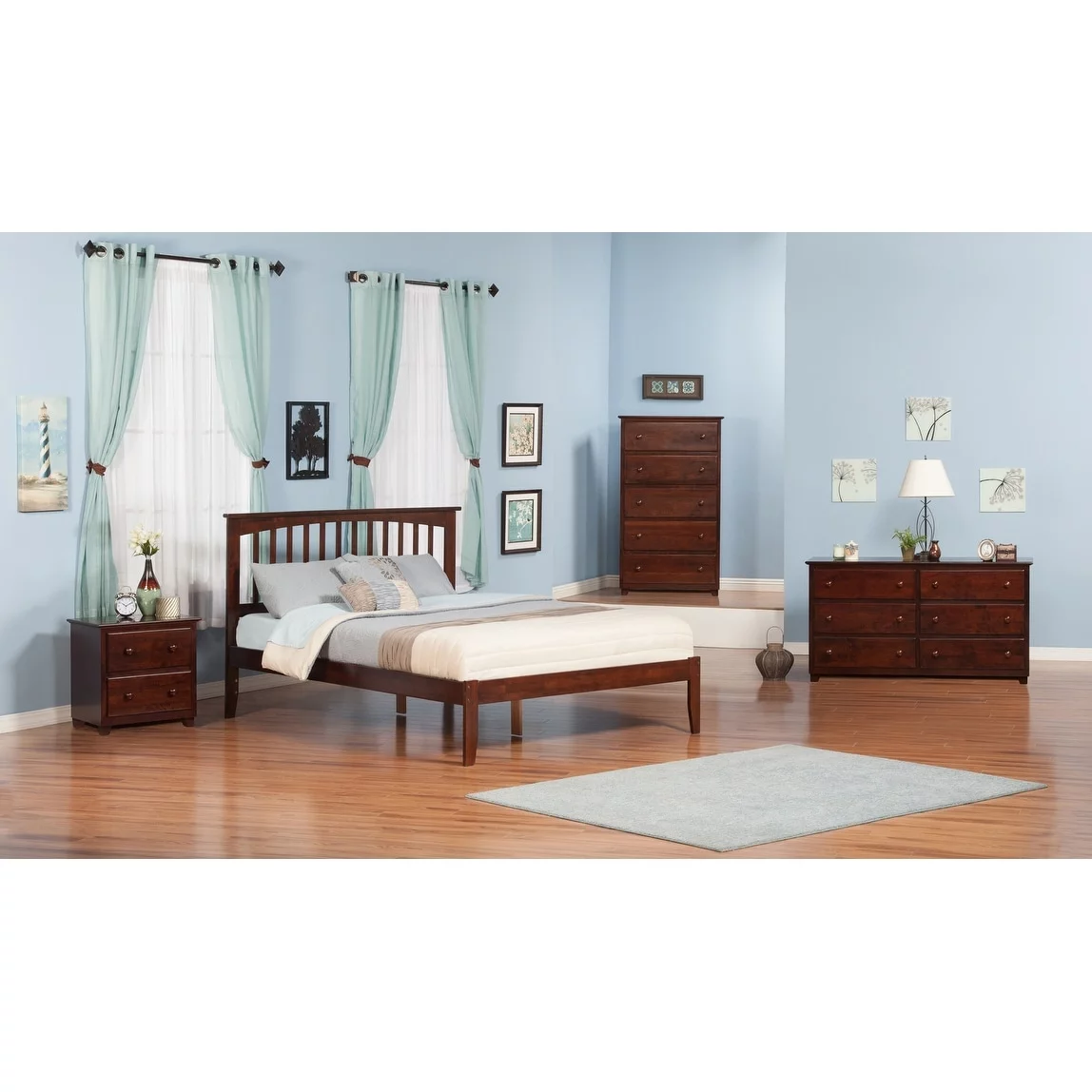 AFI Mission King Platform Bed with Open Foot Board in Walnut
