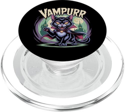 Vampurr Cat Halloween Funny Vampire Kitten Pun PopSockets PopWallet for MagSafe